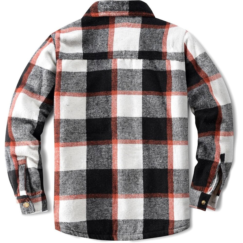 Men'sTangerine Cotton Sherpa Lined Button Down Flannel Shirt Jacket Plaid Soft. - Picture 2 of 8